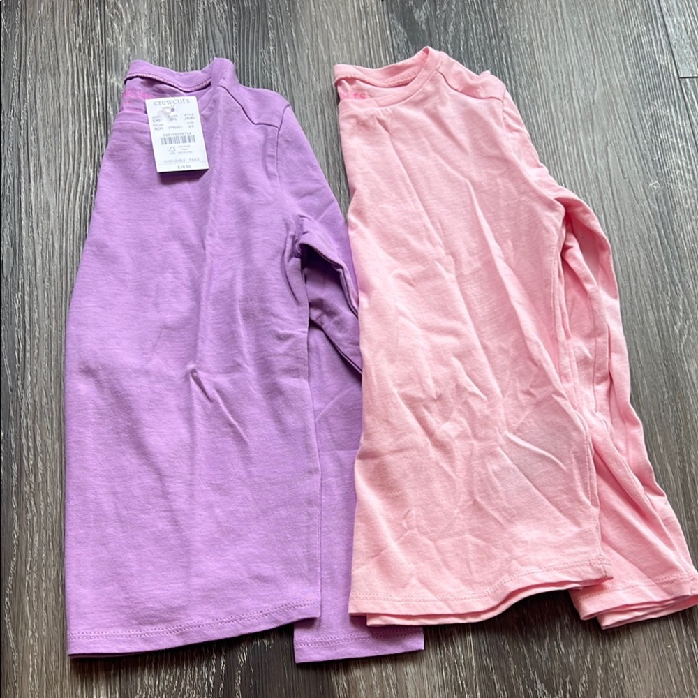 2- Bundle J. Crew Factory Kids Sz 4/5 Long Sleeve Tees - Purple and Pink